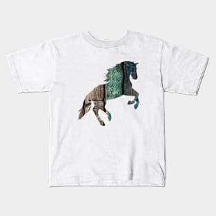 Distressed Wood Horse Kids T-Shirt